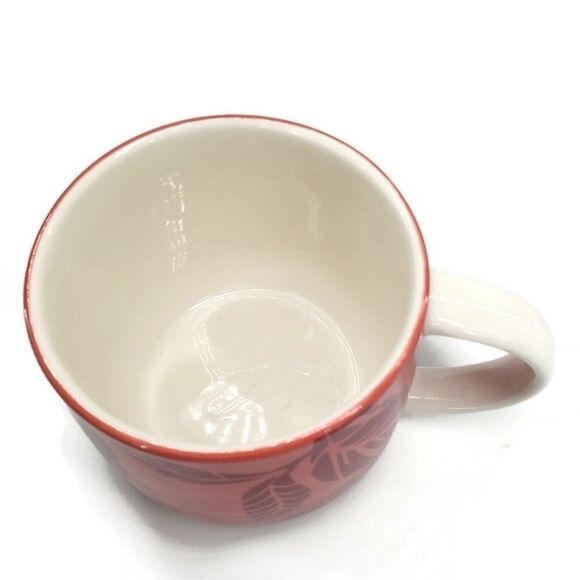 Starbucks 2011 Seasoning Scents White & Cranberry Hand Painted Leaf Print Mug - Picture 6 of 9